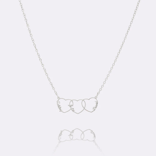 Three United Hearts Personalized Name Choker Necklace
