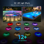 Solar-Powered Floating Pool Lights, RGB Pool Light Strips with Remote Control, IP68 Waterproof, Suitable for Above-Ground Pools, Pool Parties, In-Ground Pools, and Hot Tubs