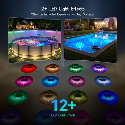 Solar-Powered Floating Pool Lights, RGB Pool Light Strips with Remote Control, IP68 Waterproof, Suitable for Above-Ground Pools, Pool Parties, In-Ground Pools, and Hot Tubs