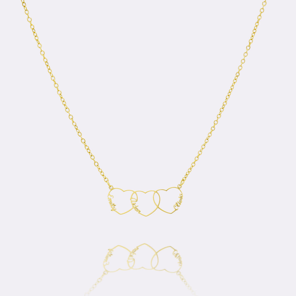 Three United Hearts Personalized Name Choker Necklace