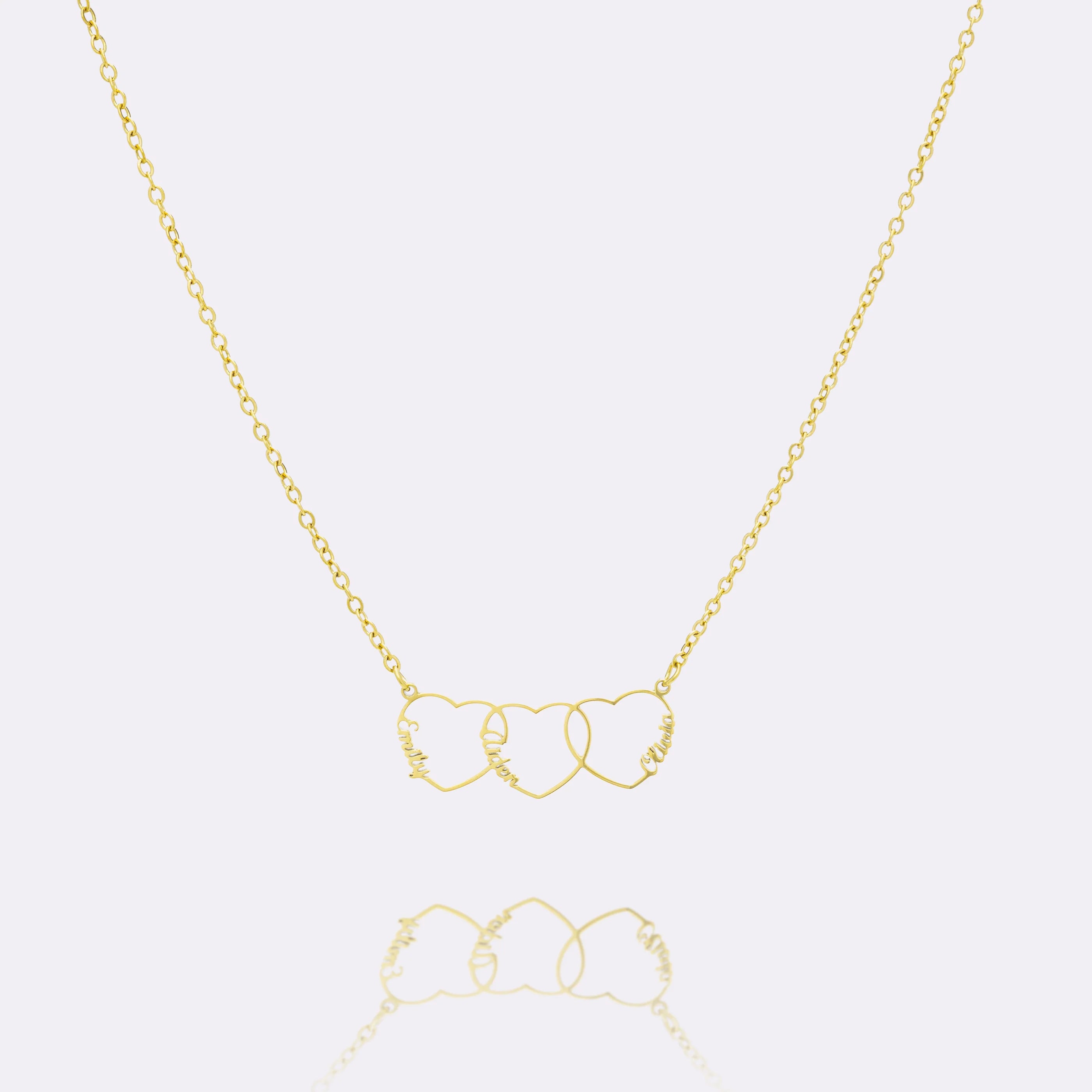 Three United Hearts Personalized Name Choker Necklace