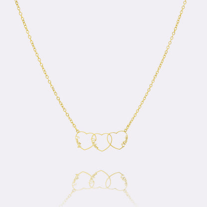 Three United Hearts Personalized Name Choker Necklace