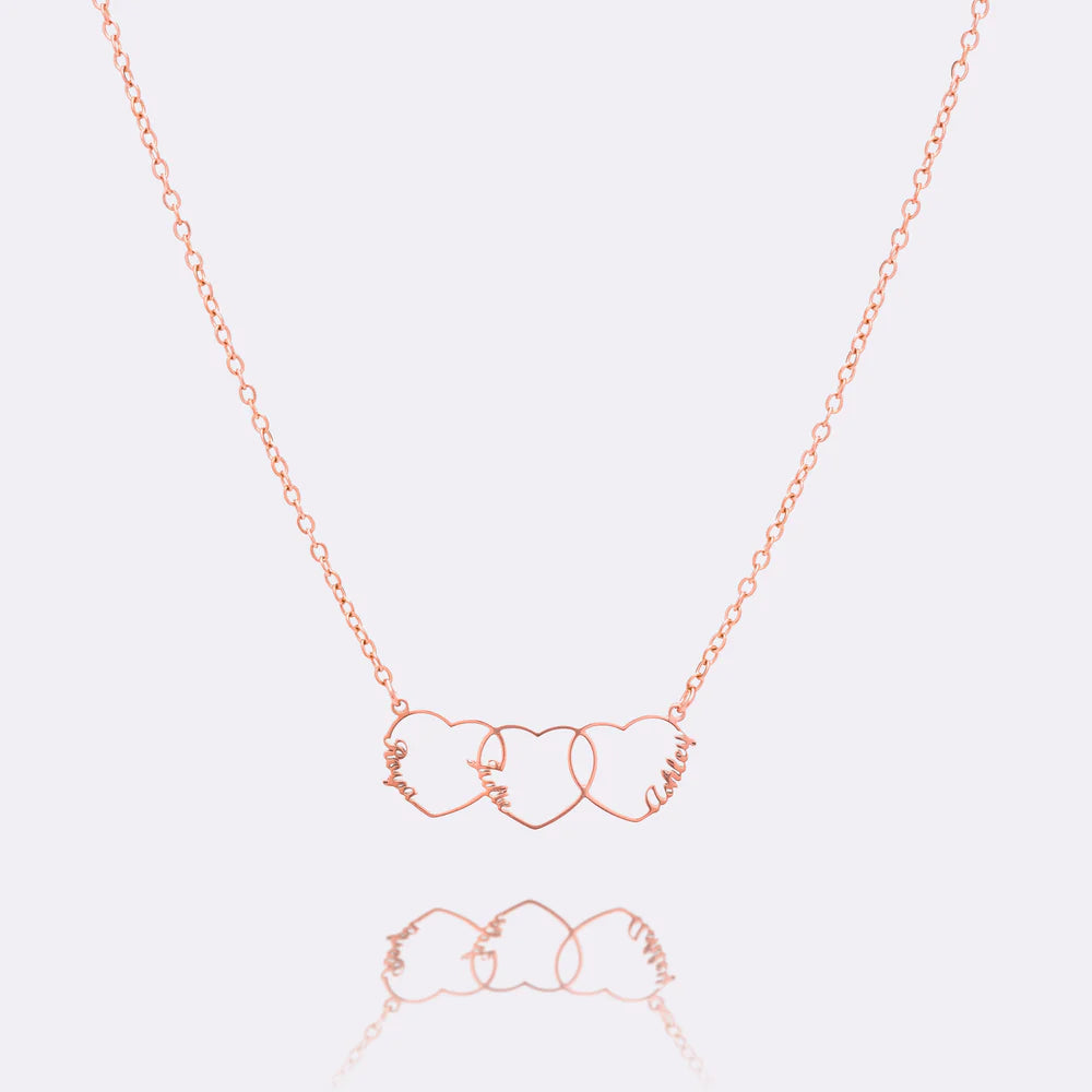 Three United Hearts Personalized Name Choker Necklace