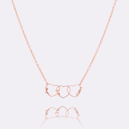 Three United Hearts Personalized Name Choker Necklace