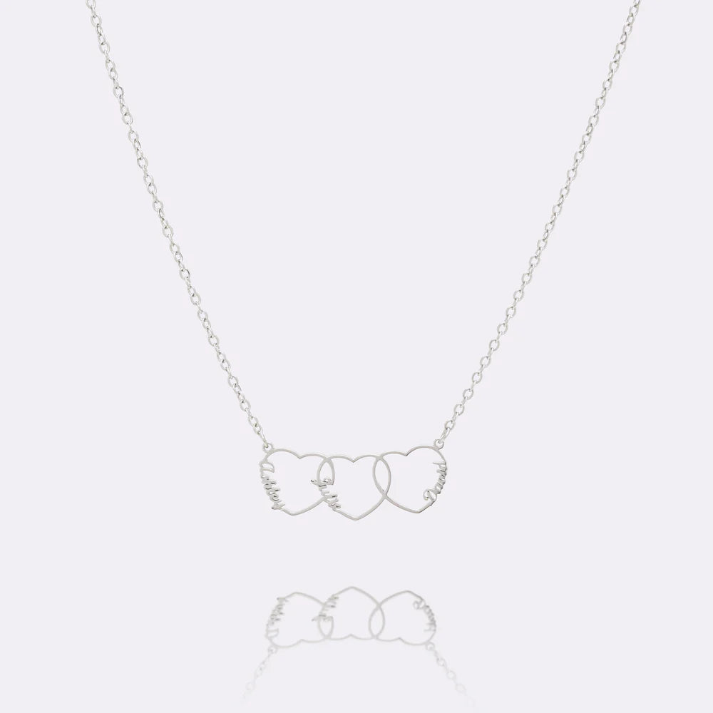 Three United Hearts Personalized Name Choker Necklace
