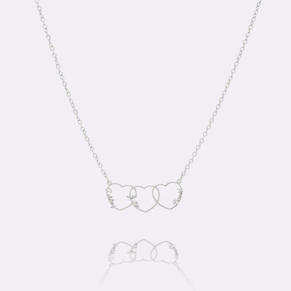 Three United Hearts Personalized Name Choker Necklace