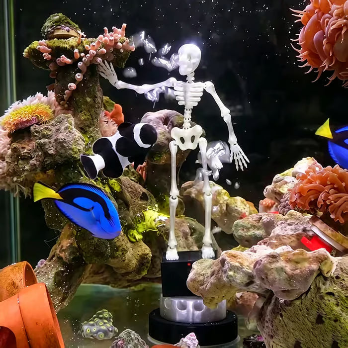 💀Dancing Skeleton Aquarium Ornament with Bubbles