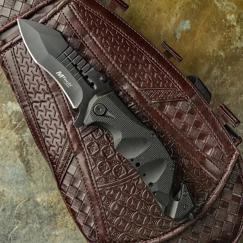 Tactical Survival Folding Pocket Knife – Military Grade EDC Utility Knife with Window Breaker & Seatbelt Cutter for Camping Hunting Outdoor Emergency