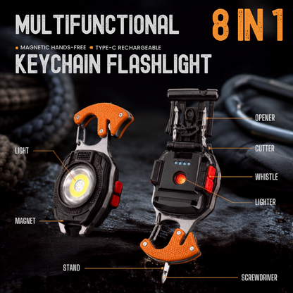 💥LAST DAY SALE 50%OFF💥💡8-in-1 Multifunctional Keychain Flashlight🔦🌈