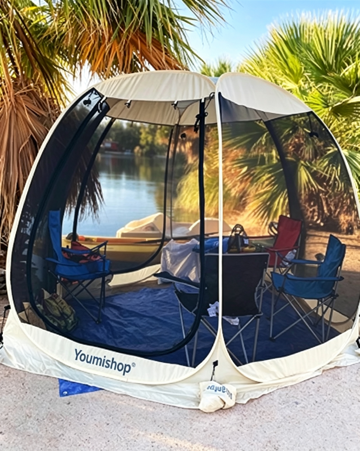 Youmiishop Pop Up Screen House Tent, Instant Outdoor Gazebo with Mosquito Netting & UPF 50+ Sun Protection, Portable Canopy Shelter for Patio, Backyard, Camping (2-10 Person)