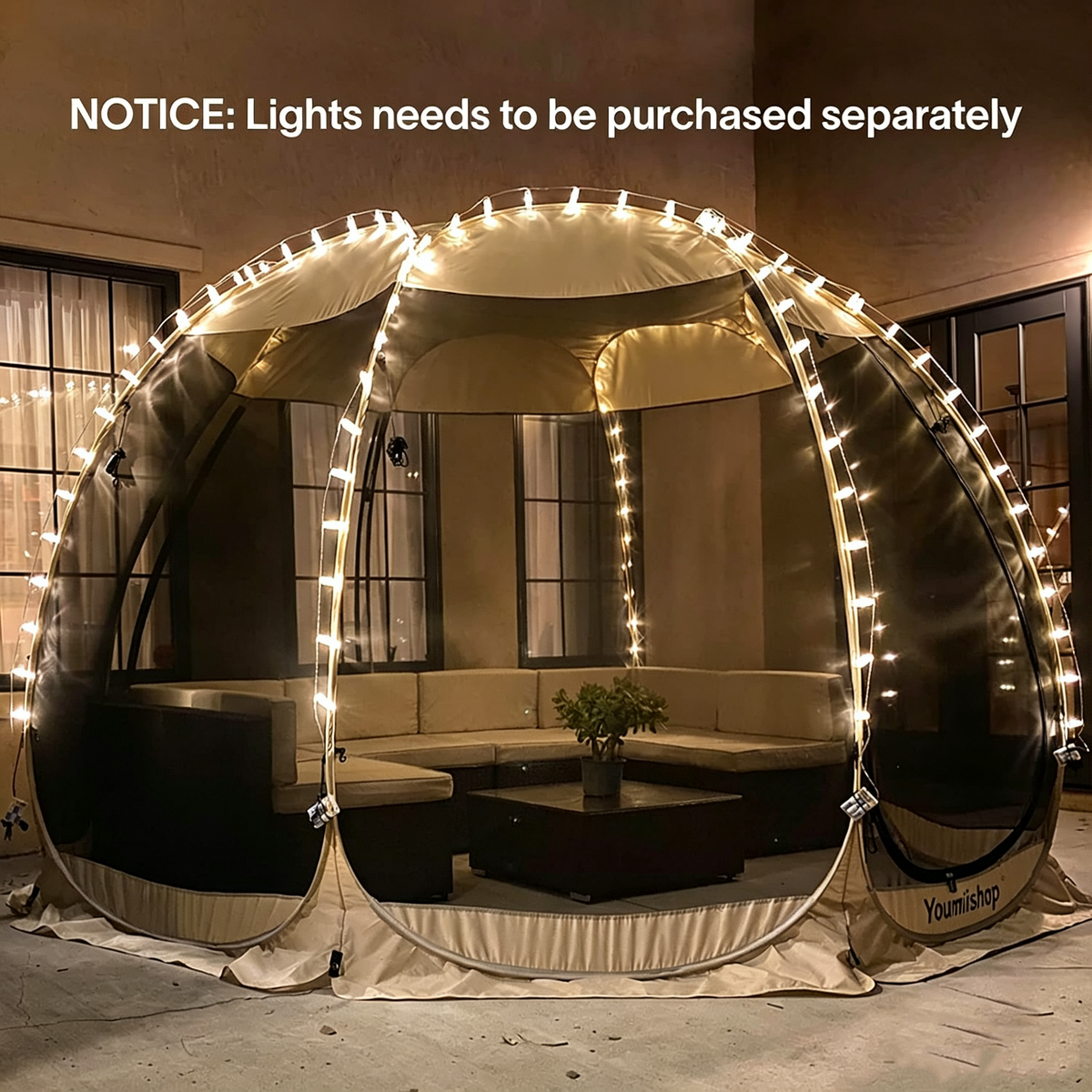 Youmiishop Pop Up Screen House Tent, Instant Outdoor Gazebo with Mosquito Netting & UPF 50+ Sun Protection, Portable Canopy Shelter for Patio, Backyard, Camping (2-10 Person)
