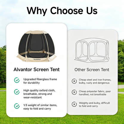 Youmiishop Pop Up Screen House Tent, Instant Outdoor Gazebo with Mosquito Netting & UPF 50+ Sun Protection, Portable Canopy Shelter for Patio, Backyard, Camping (2-10 Person)