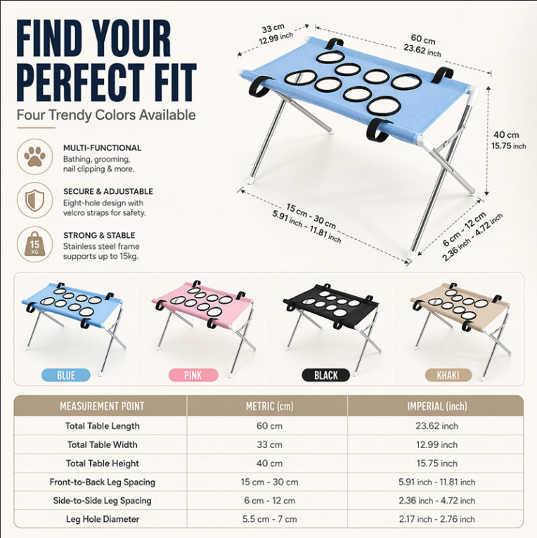 🛁 Struggle-Free Pet Grooming Starts Here – 2-in-1 foldable grooming bed that stops scratches, bites, and anxious wiggles. 😎