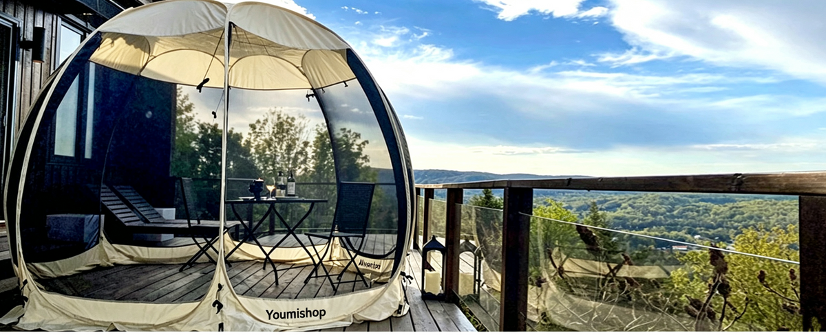 Youmiishop Pop Up Screen House Tent, Instant Outdoor Gazebo with Mosquito Netting & UPF 50+ Sun Protection, Portable Canopy Shelter for Patio, Backyard, Camping (2-10 Person)