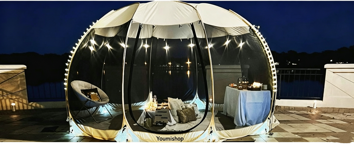Youmiishop Pop Up Screen House Tent, Instant Outdoor Gazebo with Mosquito Netting & UPF 50+ Sun Protection, Portable Canopy Shelter for Patio, Backyard, Camping (2-10 Person)