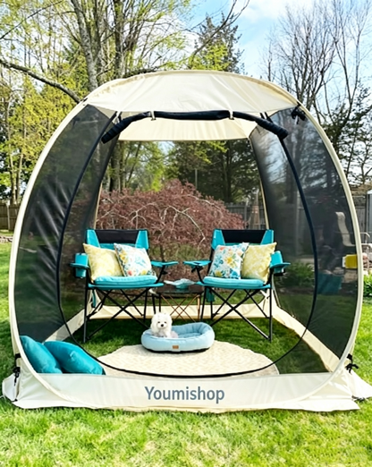 Youmiishop Pop Up Screen House Tent, Instant Outdoor Gazebo with Mosquito Netting & UPF 50+ Sun Protection, Portable Canopy Shelter for Patio, Backyard, Camping (2-10 Person)