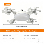 E27 Fan with Remote Control Light: 2-in-1 Lighting and Cooling Chandelier with Adjustable Light Switch and Functions