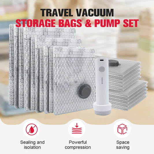 🔥 LAST DAY 49% OFF-Cordless Travel Vacuum Storage Compression Bag Set - TSA Approved & Reusable | Up to 80% More Space