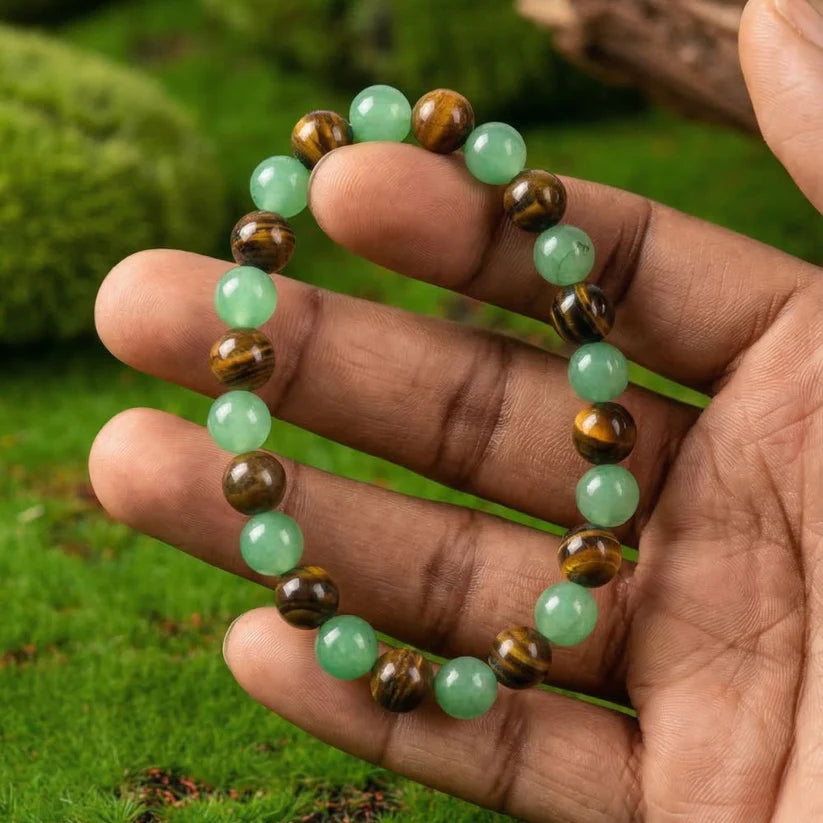 Wealth Attracting Tiger Eye & Green Aventurine Bracelet