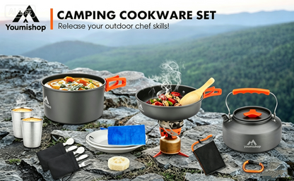 U.mi-Q17pcs Camping Cookware Mess Kit,for Camping,Backpacking,Picnic