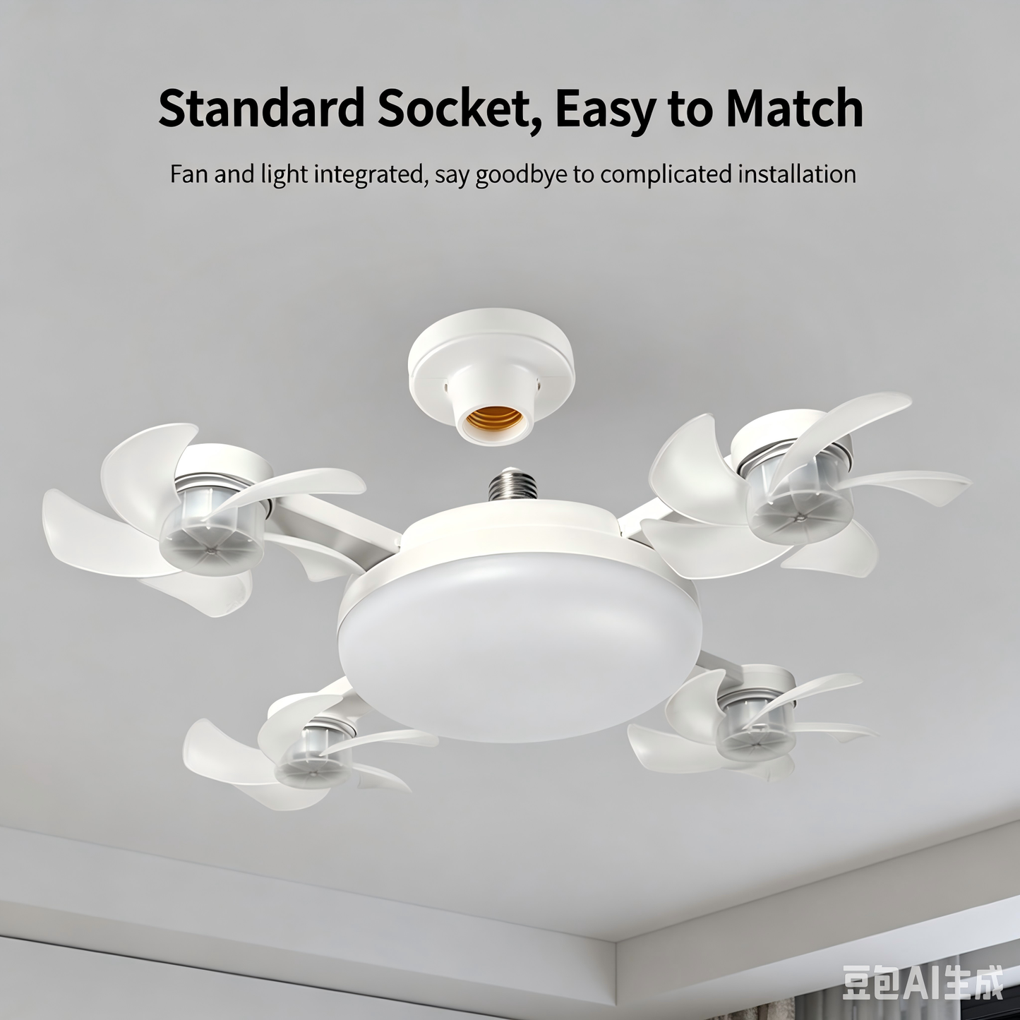 E27 Fan with Remote Control Light: 2-in-1 Lighting and Cooling Chandelier with Adjustable Light Switch and Functions