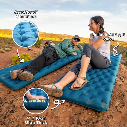 4 Inch Thick Extra‑Wide Portable Camping Sleeping Pad, Moisture‑Proof Sleep Mat for Tent