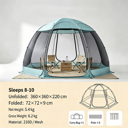 Youmiishop Pop Up Screen House Tent, Instant Outdoor Gazebo with Mosquito Netting & UPF 50+ Sun Protection, Portable Canopy Shelter for Patio, Backyard, Camping (2-10 Person)