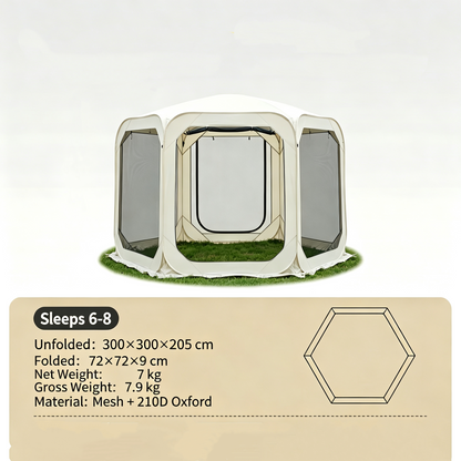 Youmiishop Pop Up Screen House Tent, Instant Outdoor Gazebo with Mosquito Netting & UPF 50+ Sun Protection, Portable Canopy Shelter for Patio, Backyard, Camping (2-10 Person)
