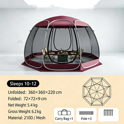 Youmiishop Pop Up Screen House Tent, Instant Outdoor Gazebo with Mosquito Netting & UPF 50+ Sun Protection, Portable Canopy Shelter for Patio, Backyard, Camping (2-10 Person)