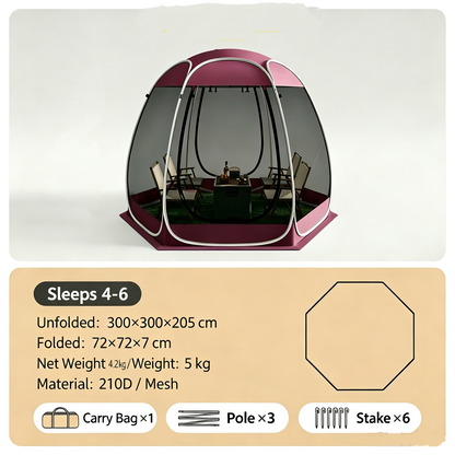 Youmiishop Pop Up Screen House Tent, Instant Outdoor Gazebo with Mosquito Netting & UPF 50+ Sun Protection, Portable Canopy Shelter for Patio, Backyard, Camping (2-10 Person)