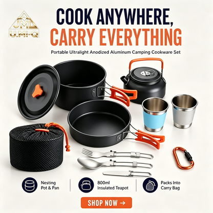 U.mi-Q17pcs Camping Cookware Mess Kit,for Camping,Backpacking,Picnic