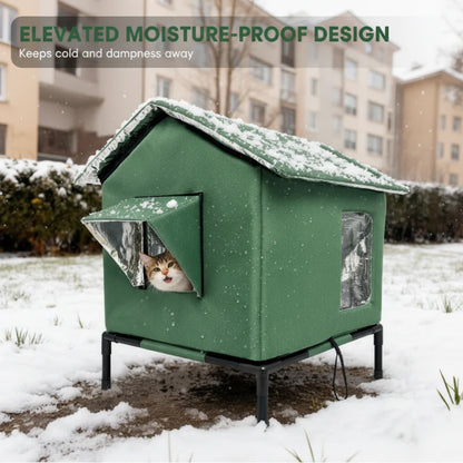 🐈 All-Weather Elevated Outdoor Cat House – Waterproof, Insulated, Foldable 🌧️