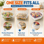 100PCS Disposable Stretch Food Covers for Bowls & Plates, Elastic Bowl Covers, Plastic Wrap Alternative for Leftovers, Fruits, Vegetables & Kitchen Food Storage