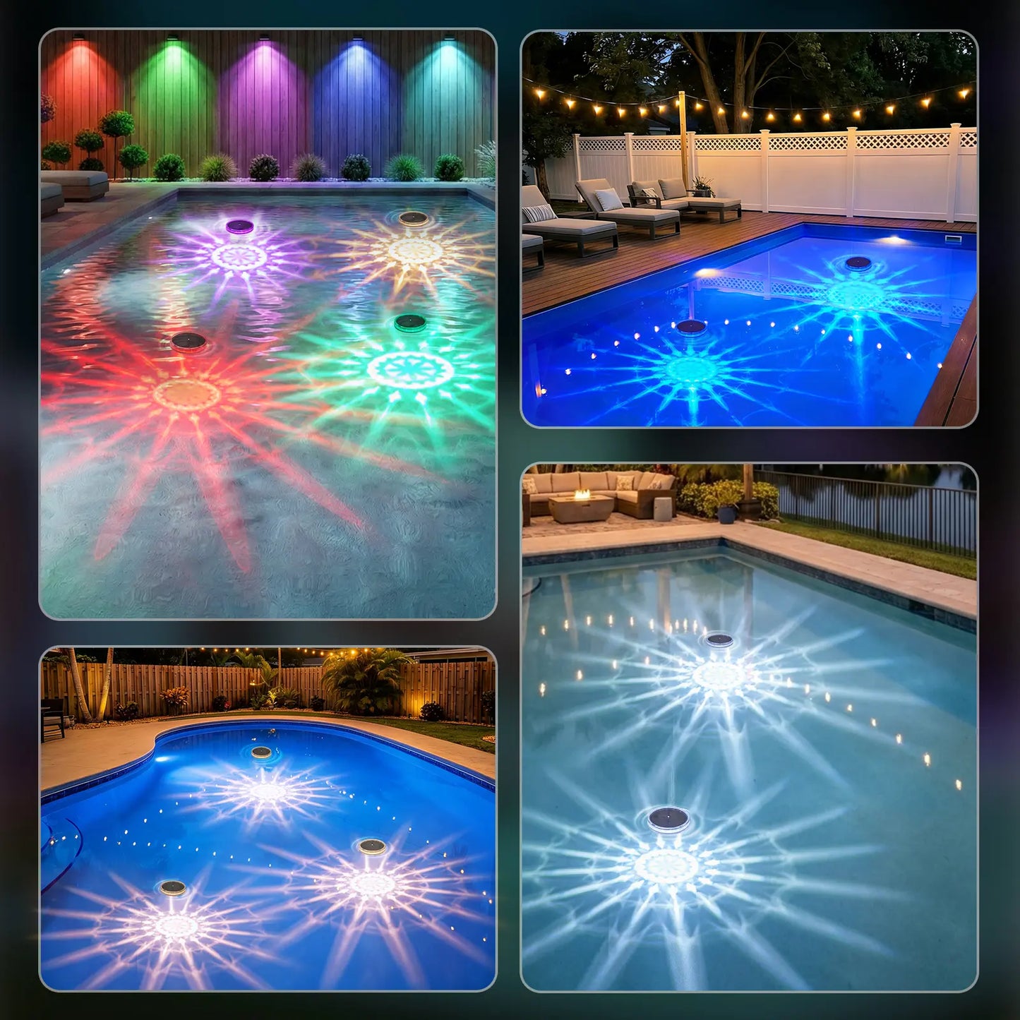 Solar-Powered Floating Pool Lights, RGB Pool Light Strips with Remote Control, IP68 Waterproof, Suitable for Above-Ground Pools, Pool Parties, In-Ground Pools, and Hot Tubs