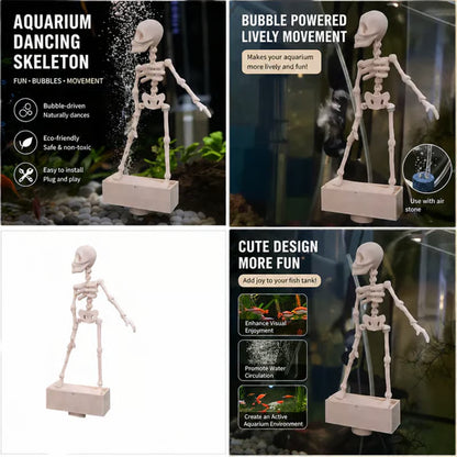 💀Dancing Skeleton Aquarium Ornament with Bubbles