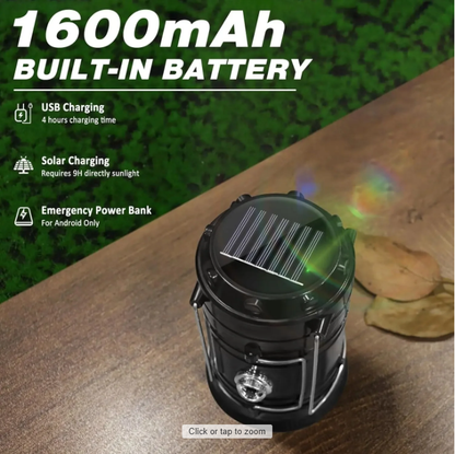 Solar USB Rechargeable LED Camping Lantern