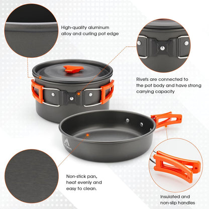 U.mi-Q17pcs Camping Cookware Mess Kit,for Camping,Backpacking,Picnic