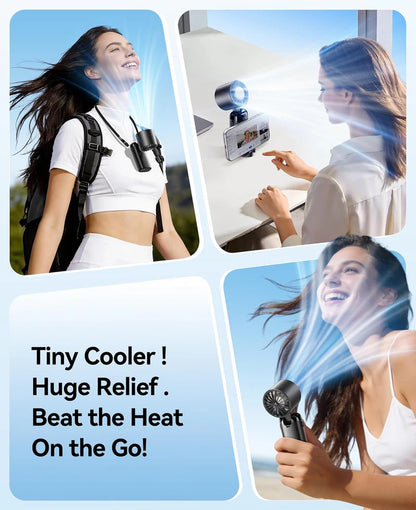 1s Instant Cool Portable Fan Digital Display Rechargeable Desktop & Neck Fan