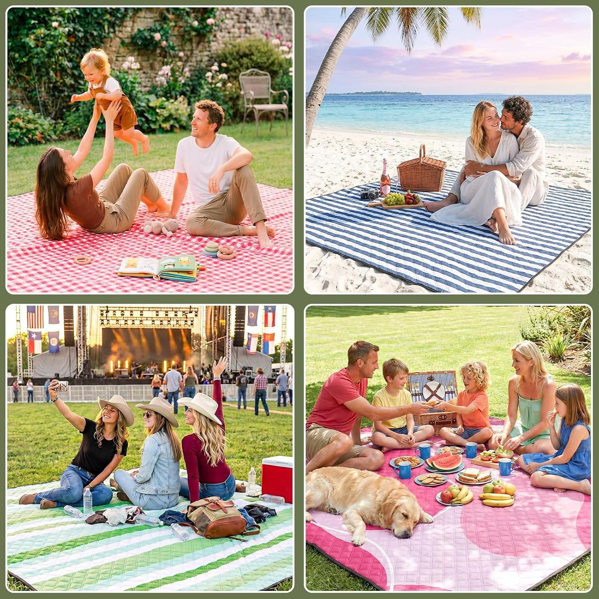 Youmiishop Extra Large Waterproof Picnic Blanket | Foldable Outdoor Camping Beach Mat, Portable Rug for Park, Lawn & Music Festival, Travel Gift