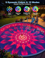 Solar-Powered Floating Pool Lights, RGB Pool Light Strips with Remote Control, IP68 Waterproof, Suitable for Above-Ground Pools, Pool Parties, In-Ground Pools, and Hot Tubs