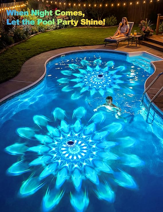 Solar-Powered Floating Pool Lights, RGB Pool Light Strips with Remote Control, IP68 Waterproof, Suitable for Above-Ground Pools, Pool Parties, In-Ground Pools, and Hot Tubs