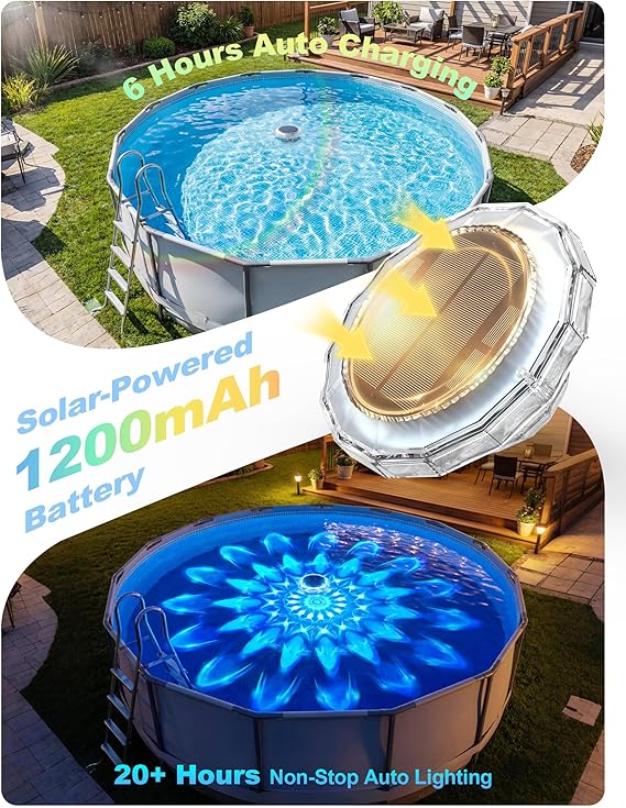 Solar-Powered Floating Pool Lights, RGB Pool Light Strips with Remote Control, IP68 Waterproof, Suitable for Above-Ground Pools, Pool Parties, In-Ground Pools, and Hot Tubs