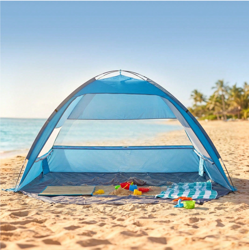 Beach Tent Sun Shelter For 6 Person, UPF 50+ Protection, Portable Sun Shade Canopy With Carrying Bag & Sand Pockets, Lightweight And Easy Setup Beach Umbrella For Family Camping Outdoor Picnic