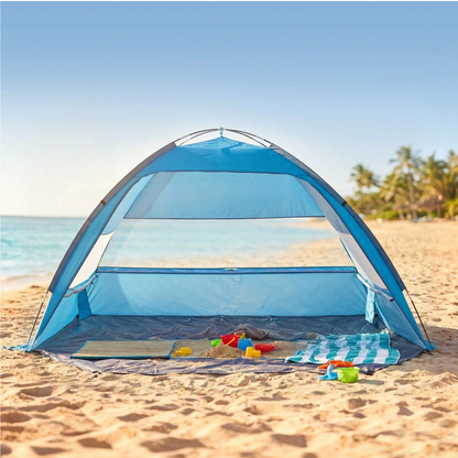 Beach Tent Sun Shelter For 6 Person, UPF 50+ Protection, Portable Sun Shade Canopy With Carrying Bag & Sand Pockets, Lightweight And Easy Setup Beach Umbrella For Family Camping Outdoor Picnic