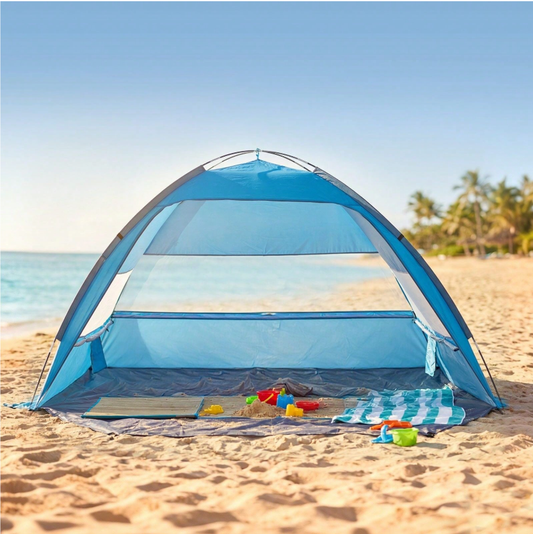 Beach Tent Sun Shelter For 6 Person, UPF 50+ Protection, Portable Sun Shade Canopy With Carrying Bag & Sand Pockets, Lightweight And Easy Setup Beach Umbrella For Family Camping Outdoor Picnic