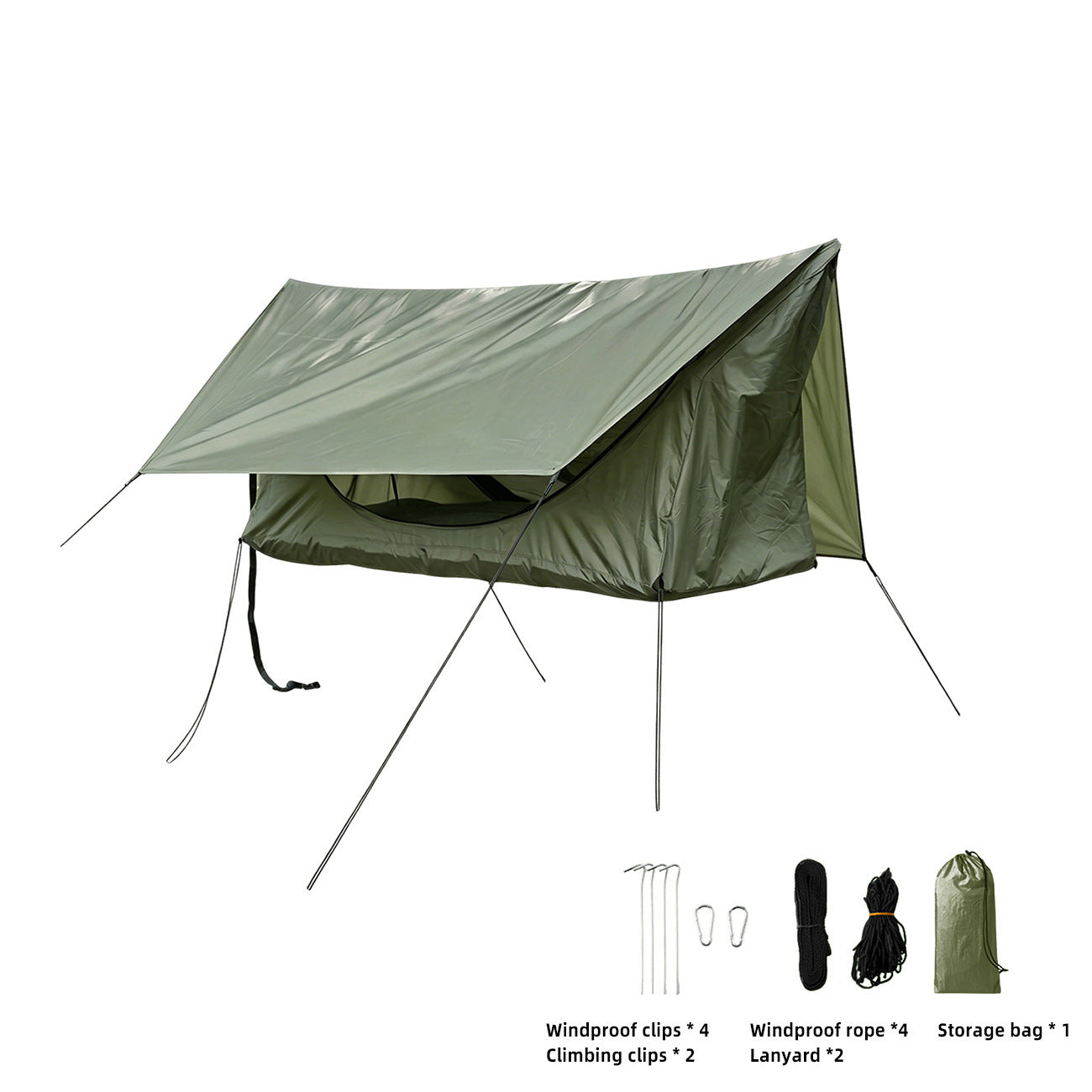 🔥⛺Outdoor Single-Person Flat-Fold Hammock Tent with Mosquito Net and Waterproof Outer Tent—for one person—ideal for backpacking, hiking, and camping—lightweight, comes with a sleeping pad