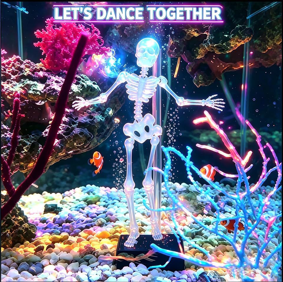 💀Dancing Skeleton Aquarium Ornament with Bubbles