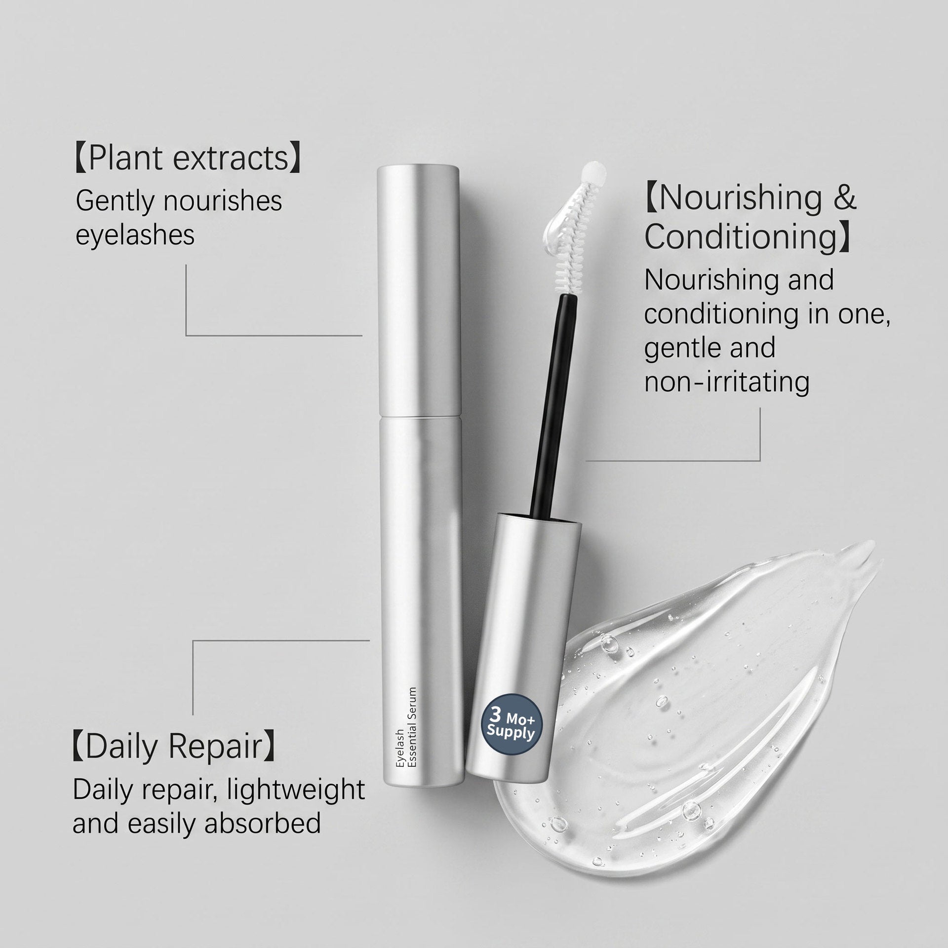 [EPAIS] Essential Eyelash Growth Serum, Large Size 0.5 oz — Safe and gentle eyelash care that makes your lashes thicker and fuller in two weeks; non-prostaglandin formula