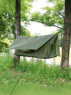 🔥⛺Outdoor Single-Person Flat-Fold Hammock Tent with Mosquito Net and Waterproof Outer Tent—for one person—ideal for backpacking, hiking, and camping—lightweight, comes with a sleeping pad