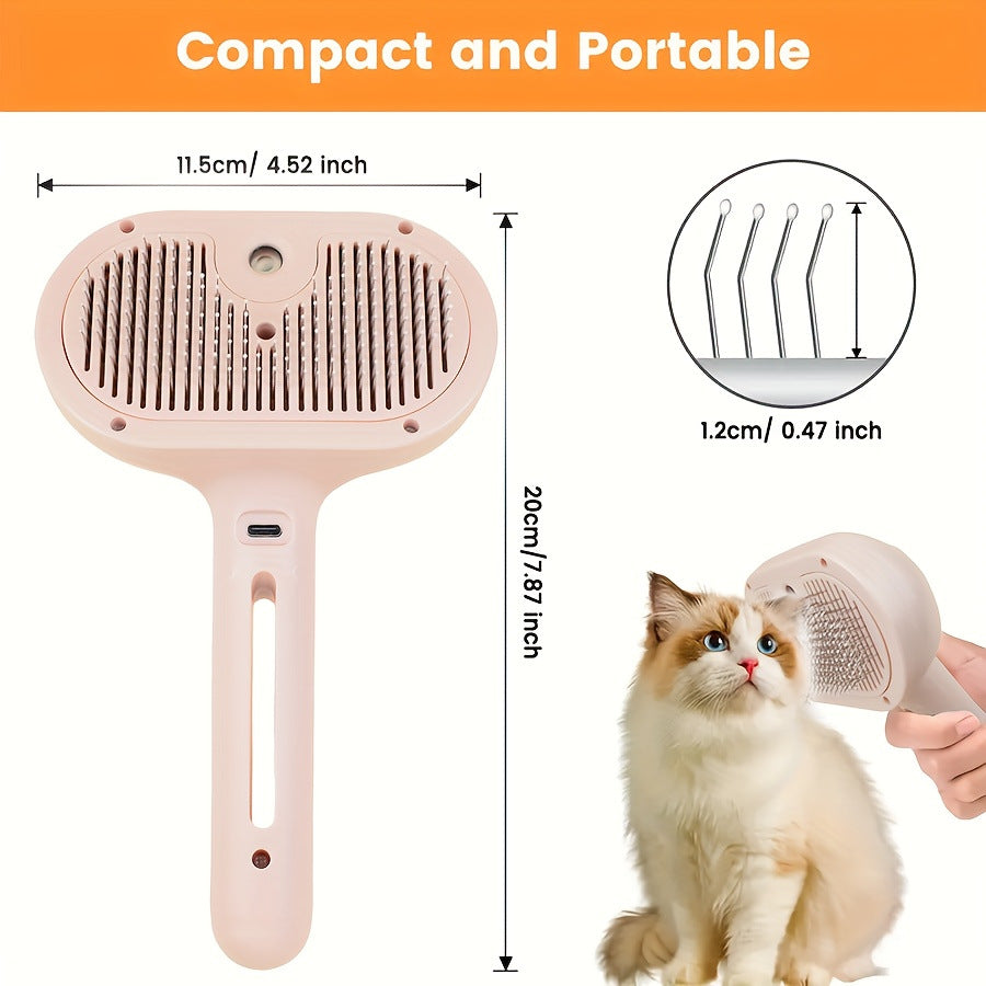 Pet Spray Massage Comb, Steam Grooming Brush, Cat Hair Remover, Cat and Dog Shedding Remover, No-Shower Cat Comb